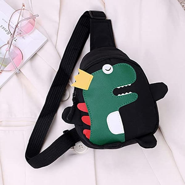 Dinosaur Crossbody-taske til børn (sort), sød let mod stjæle M