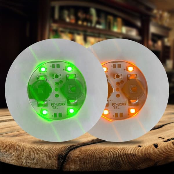 12 stk LED-farvede underlag til vinflasker, lysende