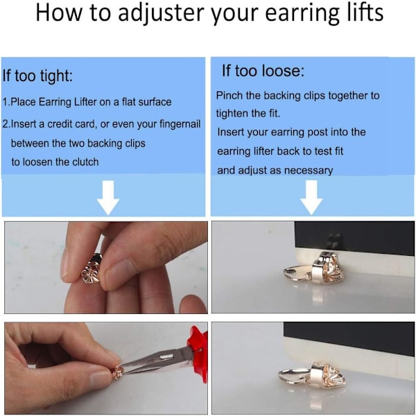 Par Earring Lifters - Sikre Ørebacks, Justerbare