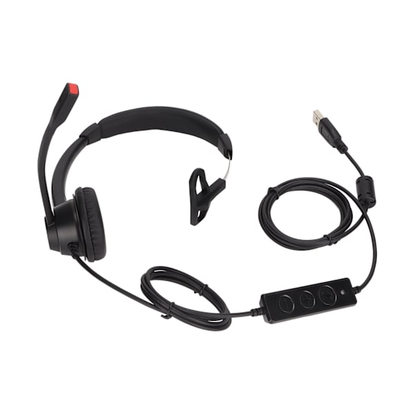Enkelt øretelefon headset støjreduktion lydstyrkejustering mute USB erhvervsheadset med mikrofon sort H390‑ USB‑1