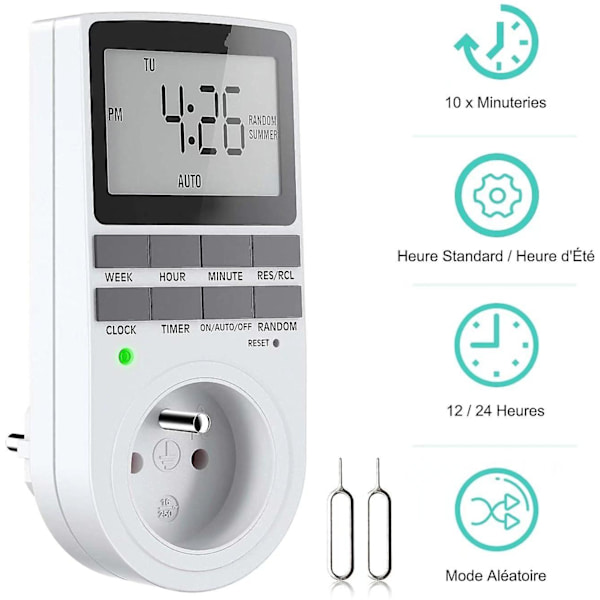 Programmerbar digital uttag med LCD-display Veckovis digital timer 12h/24h/7-dagars eluttag