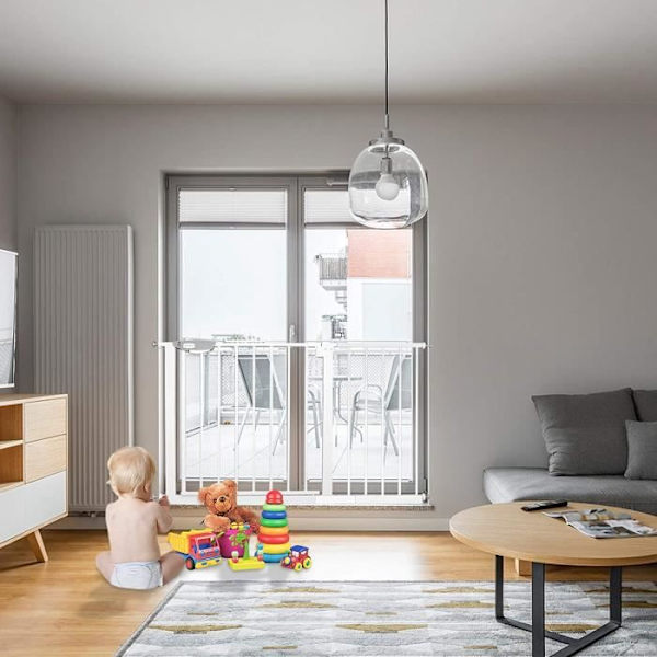 XMTECH-turvaportti - Säädettävä 105-115 cm - Kaksisuuntainen avaus - Ei porausta - Valkoinen