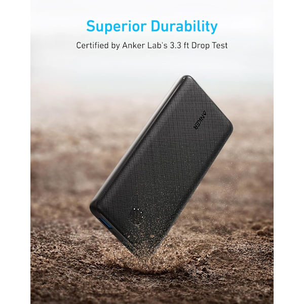 Powerbank, Kompakt Bærbar Oplader 10.000mAh Batteripakke med PoweriQ Opladningsteknologi og USB-C