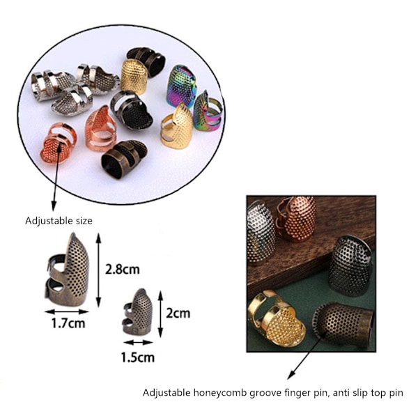 Sy-Thimmel Metall Thimmel Ringer Justerbare Metall Fingerbeskyttelsesringer Lær Mynt Fingerbeskytter, Sy Fingerbeskytter 0.05 H