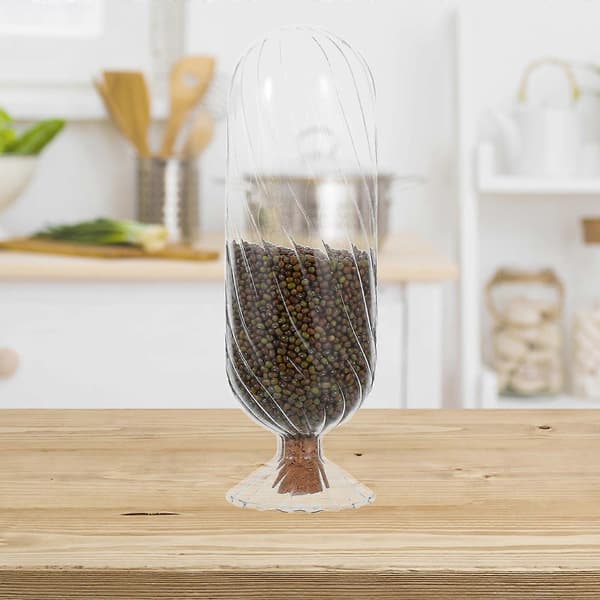 Klar Glas Rund Burk Tändsticksklocka Förvaring Display Förseglande Trä Glas Material 1-pack