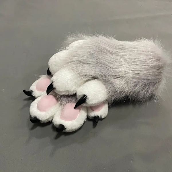 Söt plysch cosplay kostym lurvig färg djur tass handskar katt flicka handskar katt tass söt plysch päls kostym färdig produkt PURPLE