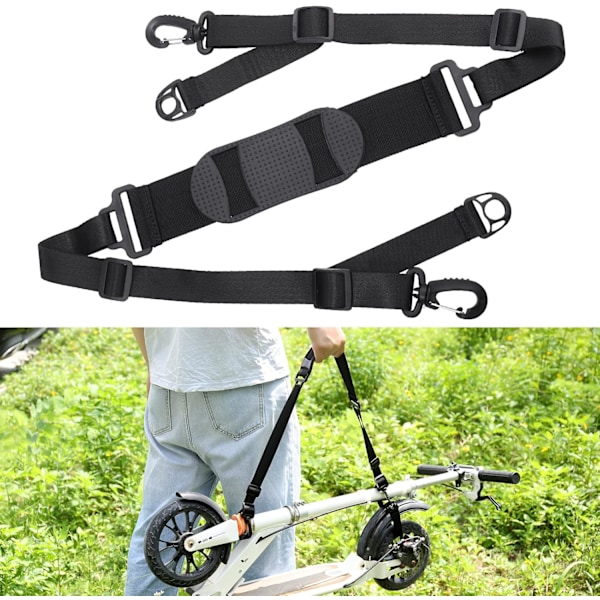 Scooter Bærestropp Universal, Bærbar Scooter Slepe-stropp, Justerbar Scooter Skulderstropp for Barnesykler Sammenleggbar Sykkel Scooter (Svart)[qb]