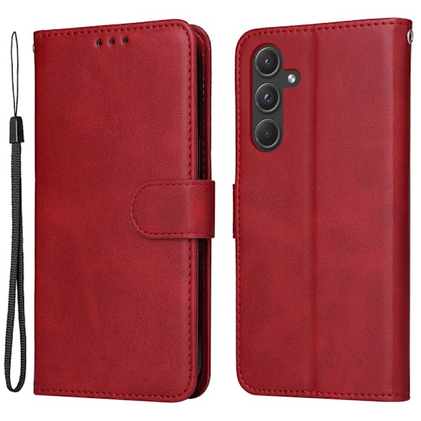 SKALO Samsung A55 5G PU Læder Wallet Case - Flere Farver Red RED