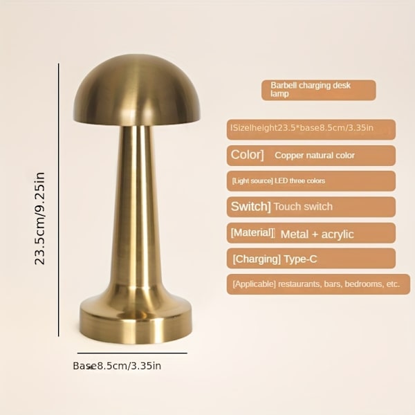 1 st metallbordslampa, USB-laddningsbar skrivbordsnattlampa GGM-W