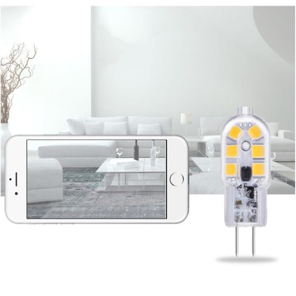 Glödlampor 10-pack G4 LED-lampa 2W, DC 12V belysningslampa, 6000K vit