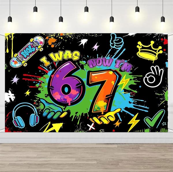 6 7 bursdagsdekorasjoner bakgrunn, 180x110cm