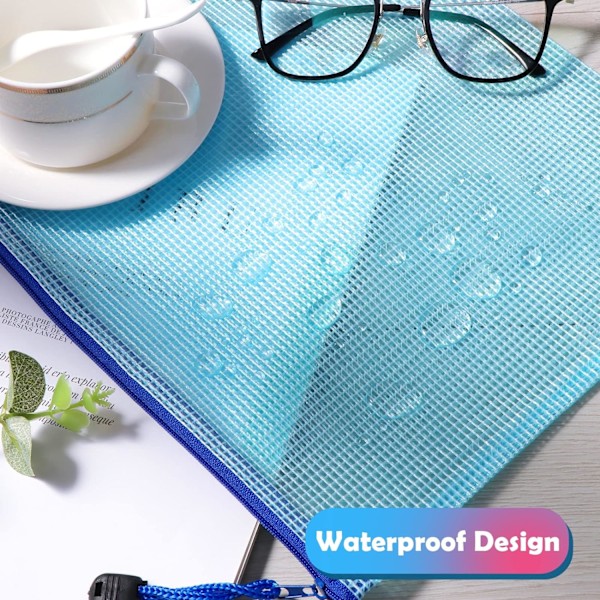 Plastmapp A4+A5+A6, 15 dragkedjor, PVC Mesh dragkedja