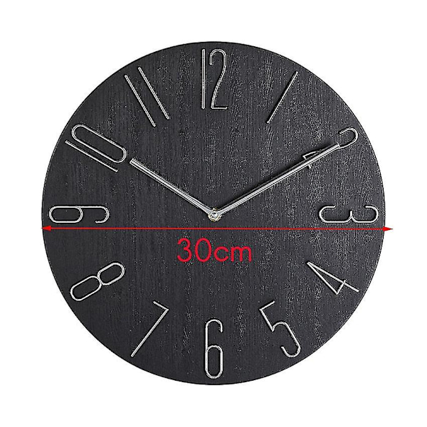 Enkel Väggklocka 30 cm Vardagsrum Hem Väggklocka Mode Sovrum Väggklocka-Svart[qb]
