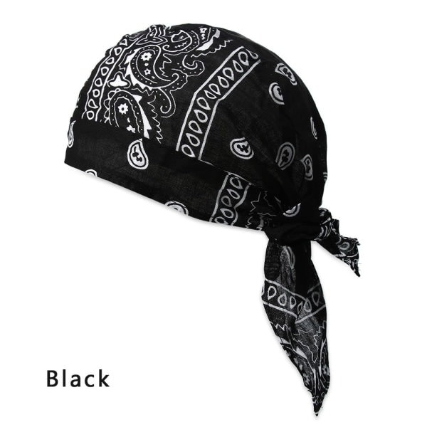 Snabbtorkande bomullspirathatt Utomhus Sport Bandana - black