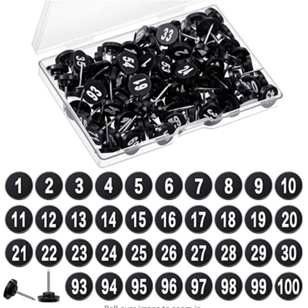 100 Numeroitua Karttanastaa Numeroitua Karttanastaa Valokuvien Seinäkoristeluun Ilmoitustauluille-WELLNGS Black