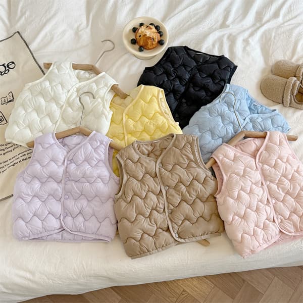 Barns quiltade väst, varm ärmlös jacka för pojkar och flickor, lätta höst- och vinterkläder för spädbarn och barn*90cm*Molnvitt Cloud White 90cm