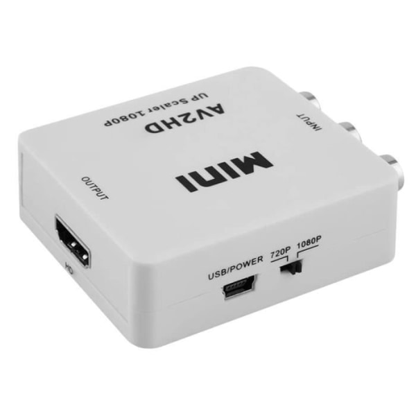 OCIODUAL AV-adapter RCA till HDTV Komposit Video Audio 1080p Vit för konsoler TV-spel AV2HDTV-omvandlare Full HD