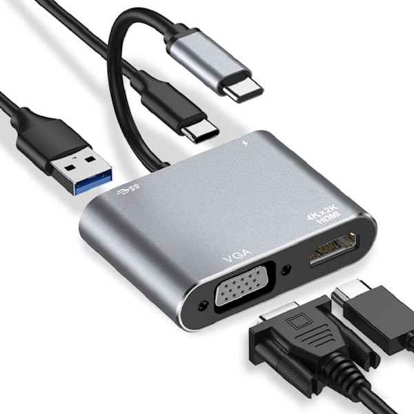 TypeC till VGA Dockningsstation HDMI-omvandlare Mobiltelefon Överföringsmonitor Projektoradapter Dator