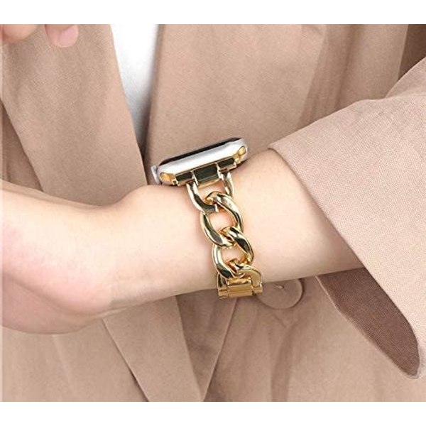 38/40/41/mm 42/44/45mm Naisten Kultaisen Klassisen Ketjun Älykellohihnalla Yhteensopiva Apple Watch -sarjan Hihnan kanssa 9/8/7/SE/6/5 Elegantti Vaihtohihnalla KULTA GOLD 42/44/45/49MM