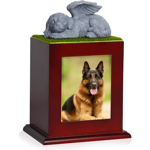 Urne til hund Dyreurne Dyreurne Hundeurne i tre med fotoramme Stoffpose