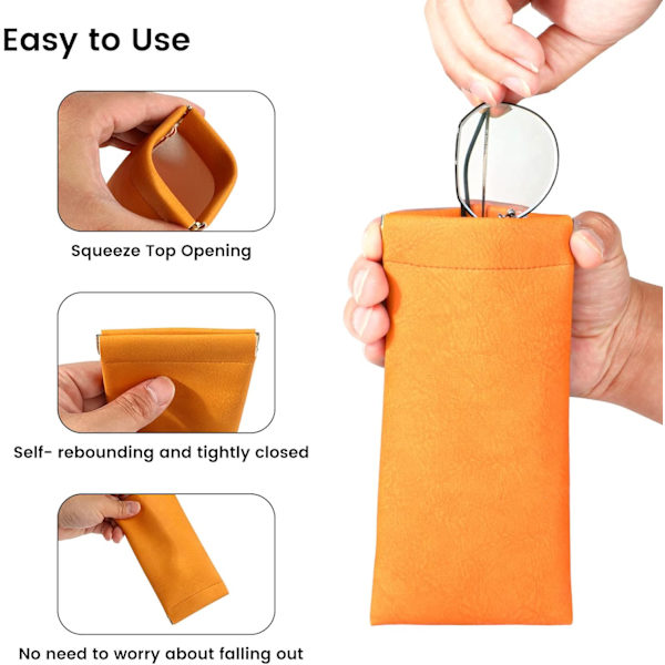 3-pack bärbar reseväska i PU-läder med mjukt klämfäste för solglasögon, läsglasögon och glasögonfodral för kvinnor, män och barn Style 1