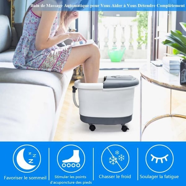 COSTWAY Fotbad med LED-skärm, Snabb uppvärmning 35°C till 48°C, Automatisk massage, Infraröd, Bubbelvibration, Grå