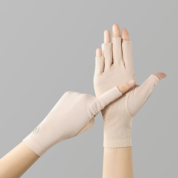 Bomulls sommar dam tunna spets dagg halvfinger ridning UV-skydd Beige