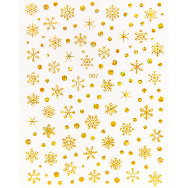 Neglekunst 3D-klistremerker skinnende glitter vinter jul snøflak lim skyer negleklistremer dekorasjon for neglspisser skjønnhet. JO907laser gold