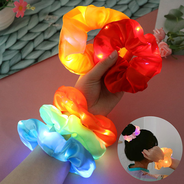LED-kiilto hiusnauha Scrunchies hiusnauha poninhäntäpidike pääpanta Purple