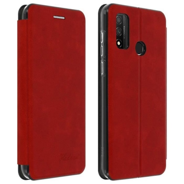 Huawei P smart 2020 Läderfodral Flip Card Holder Video Support Röd Röd