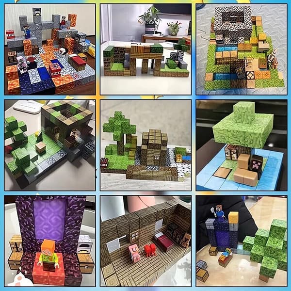 200 dele + 4 minifigurer Magnetisk legetøj Magnetiske byggeklodser Pædagogisk legetøj Byg Minecraft Sæt-FF-