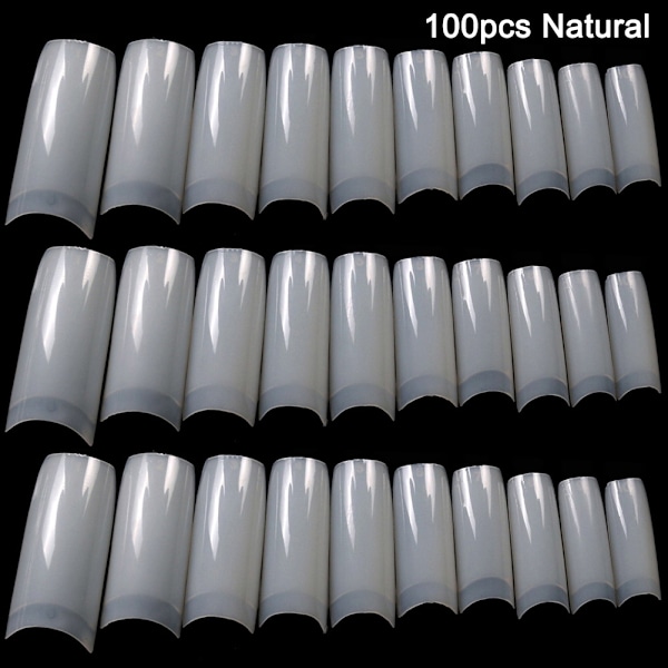 100/500 stk Negle Halvfransk Falske Negletips Akryl UV Gel Manicure Ti 100pcs Natural