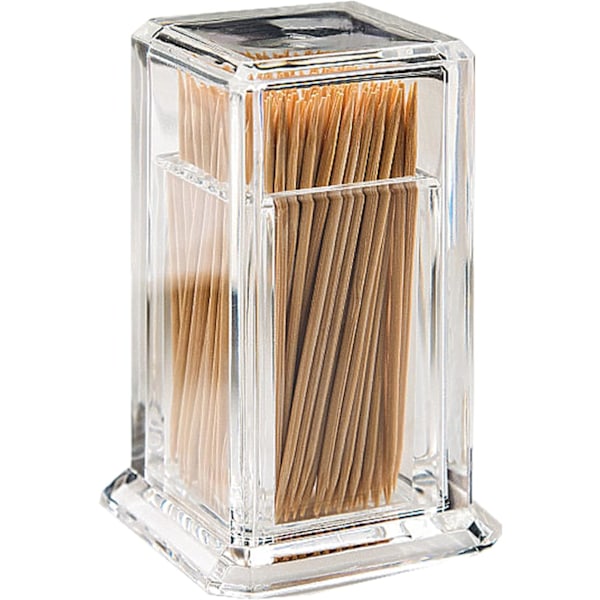 Tandpetarehållare 2 st Akryl Tandpetarebox Transparent Kvadratisk Cocktailbehållare