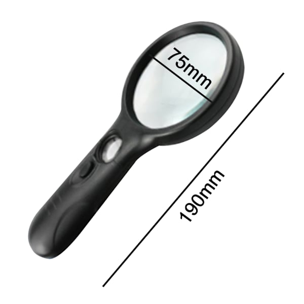 Upplyst förstoringsglas - 3X, 45X handhållen förstoringsglas, liten handhållen förstoringsglas med hög klarhet svart + vit