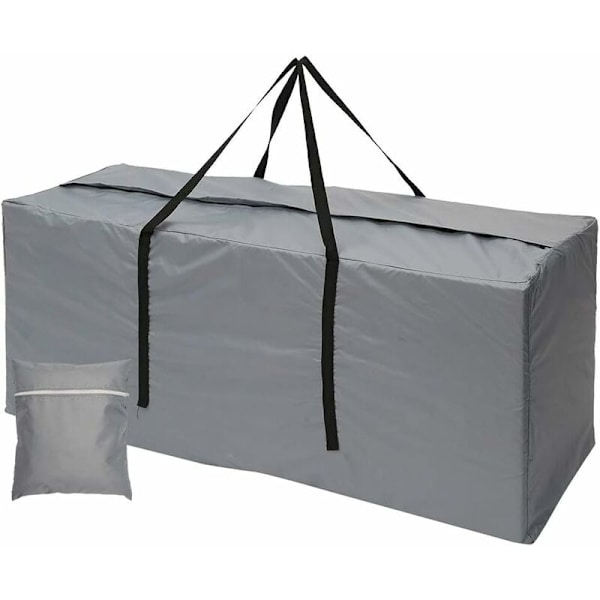 Stor udendørs opbevaringspose, havepose med vandtætte håndtag, 210D Oxford (173 x 76 x 51 cm, grå)