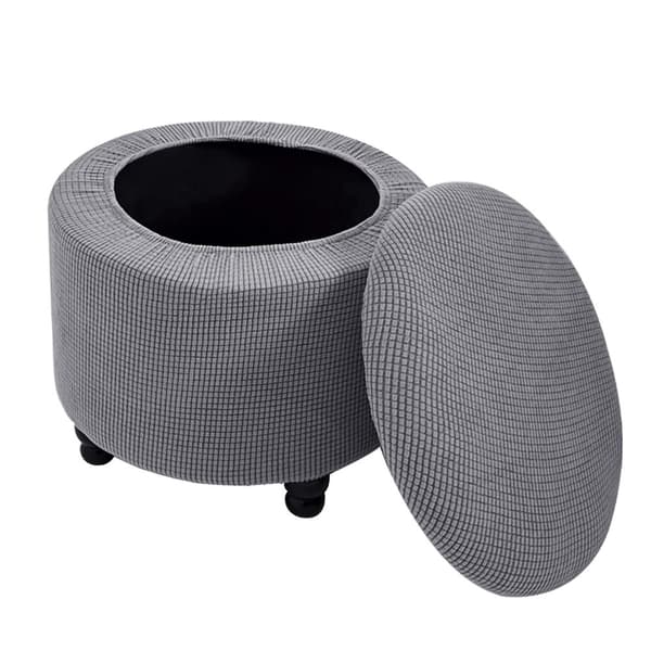 2 STK Rund Pufftrekk Oppbevaringspufftrekk GRÅ[qb] Grey