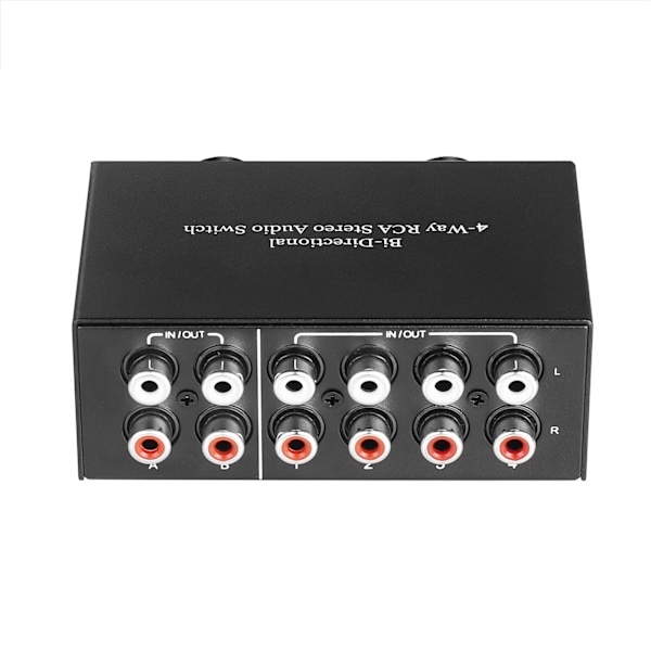 4-vägs dubbelriktad RCA-stereo ljudomkopplare 2 in 4 ut eller 4 in 2 ut L/R-uttag ljudkanal RCA-ljudomkopplare väljare