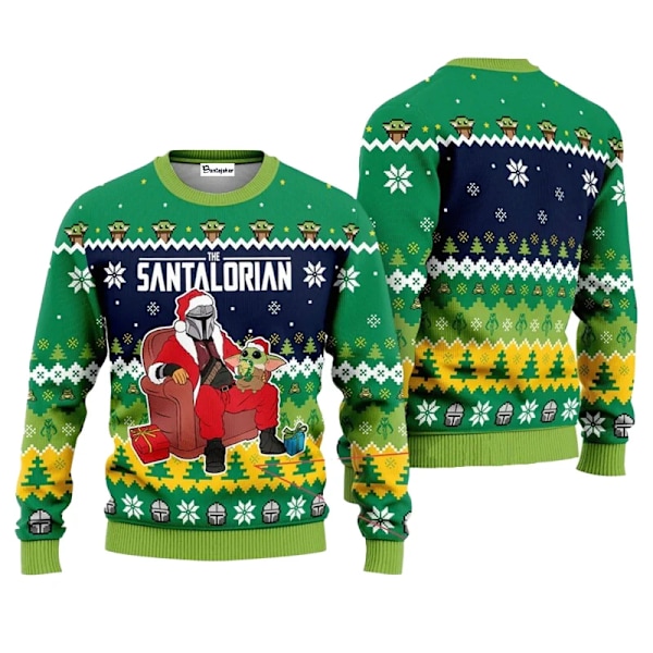 The Mandalorian Santalorian och Baby Yoda Fult Julkläder Star Wars God Jul Herrar Tröja Höst Vinter Damar Tröja stil 6 style 6 XXL