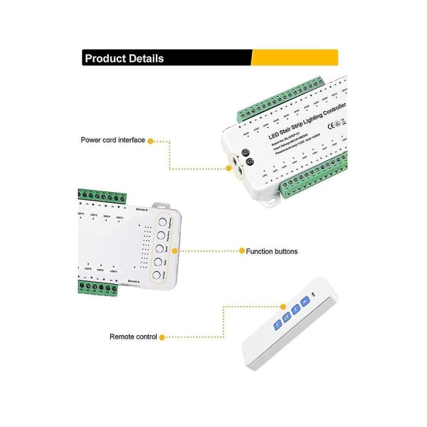 28-trinns trappelysstyring med fjernkontroll - Reaktiv belysning - Trappelysstyringssystem - Automatisk