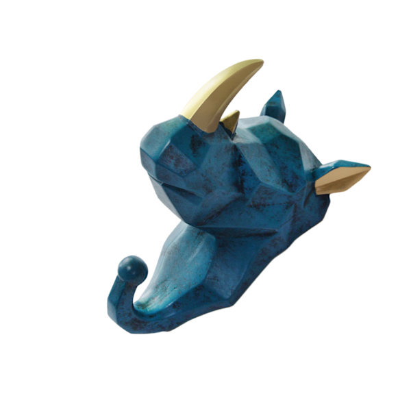 1/2/3/5 Vahva ja kestävä eläinpään avaimenkoukku yksinkertaiseen retro-siniseen (sarvikuono) Retro blue (rhino) Set
