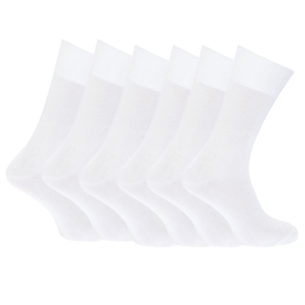 FLOSO Dame/Dame Ensfarget 100% Bomull Sokker (6-pakning) UK Skostørrelse 4-7, EUR 35-41 Svart White UK Shoe 4-7, EUR 35-41