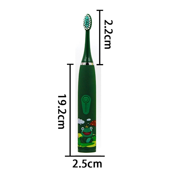 Sähköhammasharja lapsille, jossa 6 harjaspäätä, IPX7-vesitiivis Green