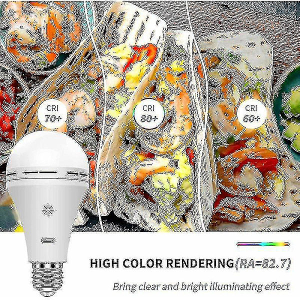 USB Laddningsbar Glödlampa med Fjärrkontroll, 7W LED Batterilampa, E27 Beröringsdimmbar Glödlampa med Timerfunktion, Utomhus Camping Nödsituation