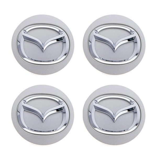 4-pack - Mazda Navkapslar / Hjulnavsemblem - B{bt} 65 55 mm - Silver