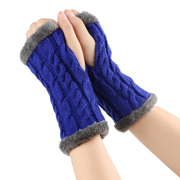 Elastiske strikkede vinterhansker | Tykke varme elastiske garnhansker *Livlig blå 18#* Vibrant Blue 18#
