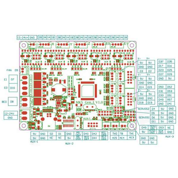 MKS GEN L V1.0 Moderkortskontrollkort Kompatibel med RAMPS Marlin Open Source Drivrutinlös 3D-skrivare