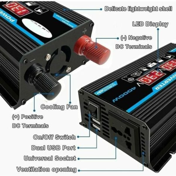 4000W ren sinusvågsomvandlare 12V 220V sinusvågsomvandlare
