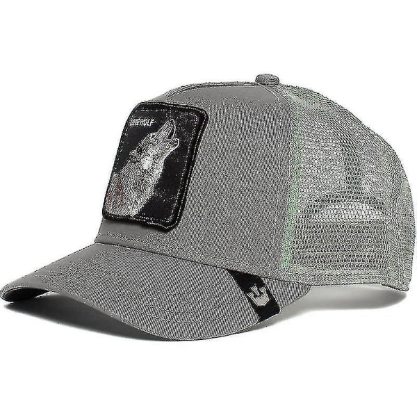 Svart Panther Mesh Cap för vuxna - Sommar Baseball Cap Trucker Cap - WELLNGS Wolf - grey