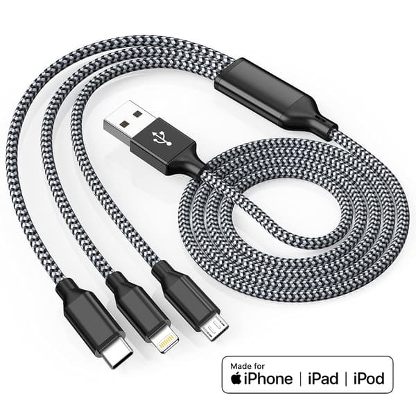 Flere Laderkabler 3-pakning 4FT Multi Laderkabel Rask Kabel USB Laderkabel 3 i 1