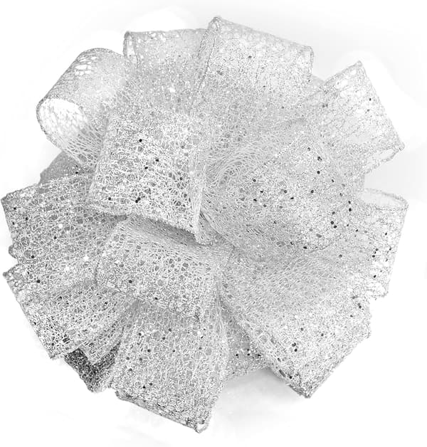 Sølv Glitter Mesh Juletræstop-Sløjfe